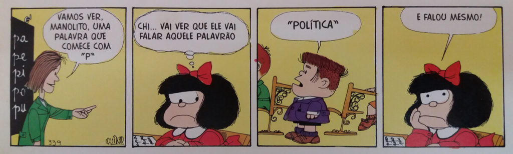 Tirinha de Quino extraída da edição de "Mafalda e seus amigos" (Martins Fontes editora, 1999).