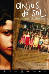 cartaz do filme anjos do sol com meninas paradas em fila com cara de tristeza